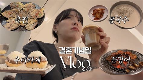 Vlog 직장인 브이로그 반차내고 즐기는 3번째 결혼기념일 먹고 마시기만 한 결기 이속우화구우몽 우마카세