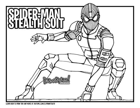 How To Draw Spider Man Stealth Suit Spider Man Far From Home Drawing