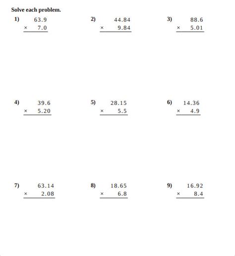 Decimals Multiplication Worksheets Multiplication Practice With 84672 Hot Sex Picture