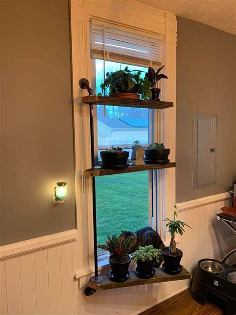 Swivel Industrial Pipe Shelf For Window Or Wall Tier Plant Shelf