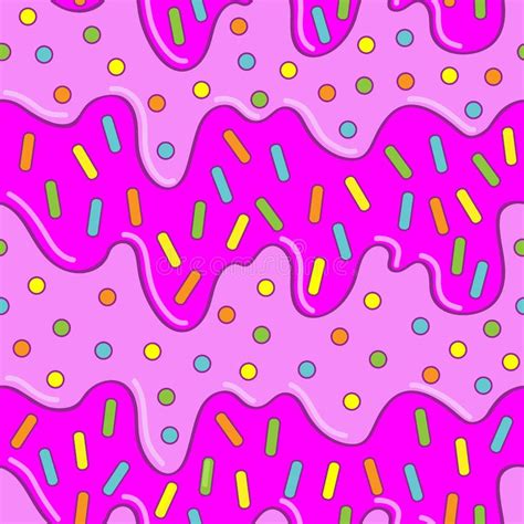 Donut With Pink Glaze Seamless Pattern Background With Decorative