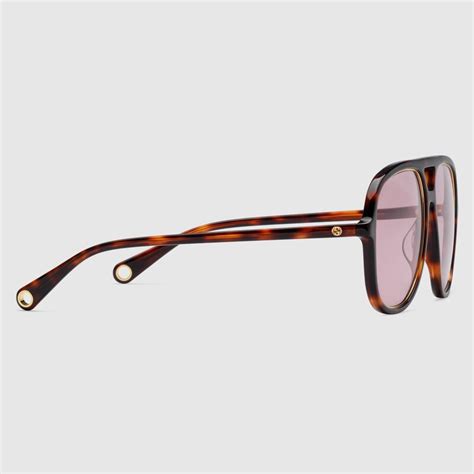 Navigator Frame Sunglasses In Tortoiseshell Acetate GUCCI UK