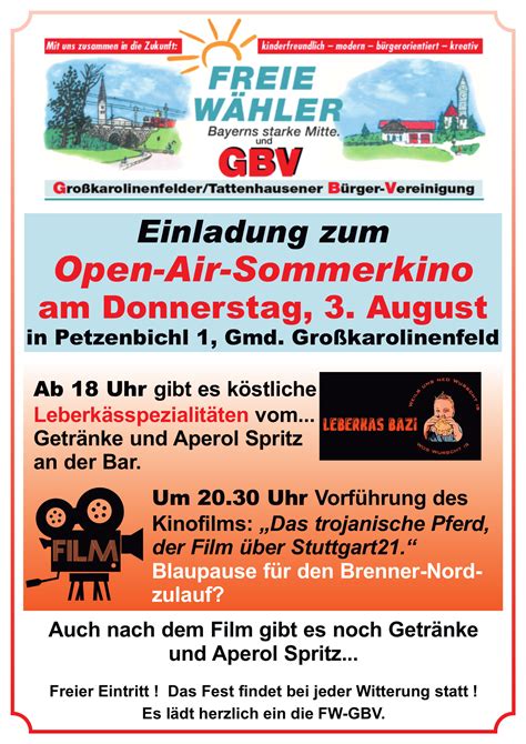 Open Air Sommerkino Stuttgart 21 Fürstenfeldbruck