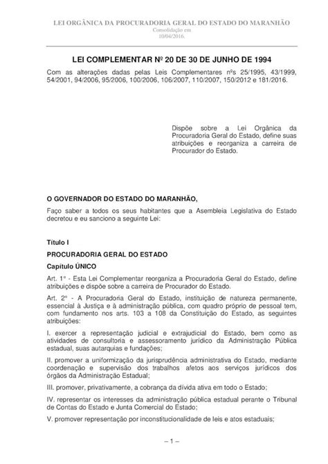 Lei Complementar No 122 De 30 De Junho De 1994 - (PDF) LEI COMPLEMENTAR Nº 20 DE 30 DE JUNHO DE 1994 · (Redação dada ...