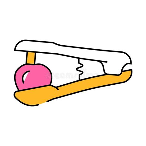 Cherry Pitting Press Icon Color Illustration Stock Illustration
