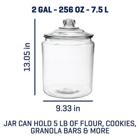 Anchor Hocking Heritage Hill Glass Jar With Lid 2 Gallon