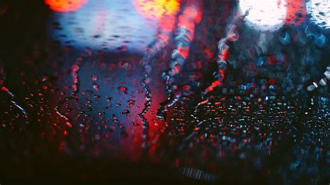 Water Drops Bokeh Rain Depth Of Field Headlights Water On Glass