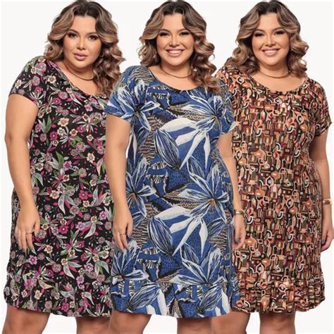 Kit Vestido Feminino Plus Size Barato Confort Vel Frete Gr Tis