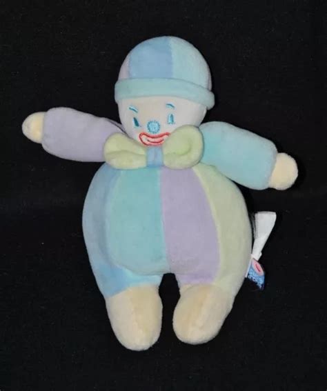 Peluche Doudou Lutin Gar On Clown Sucre D Orge Bleu Mauve Vert Ray