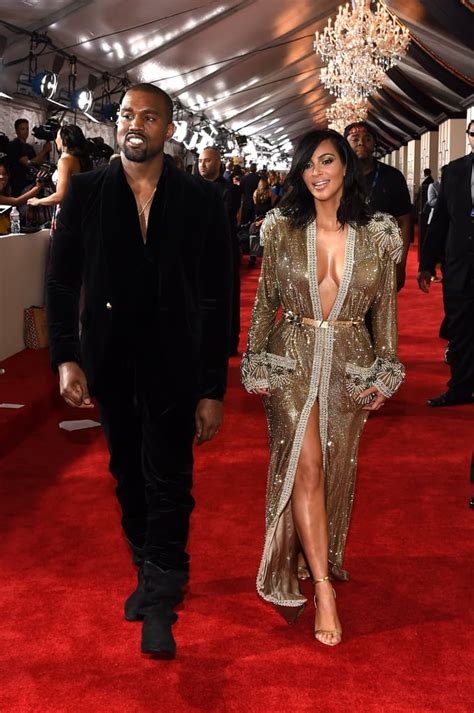 Kim Kardashian And Kanye West At The Grammys 2015 Popsugar Celebrity