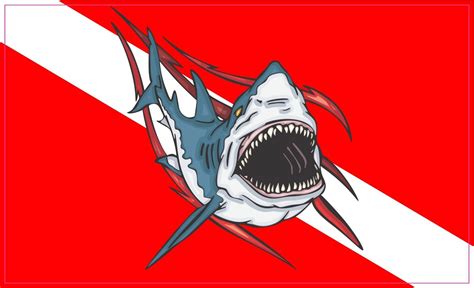 5in x 3in Full Color Shark Diver Down flag Bumper Sticker Vinyl Window Decal | StickerTalk®