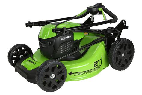 Greenworks 48v 21in Cordless Self Propelled Lawn Mower Kit With 5ah Battery 2pk And Charger