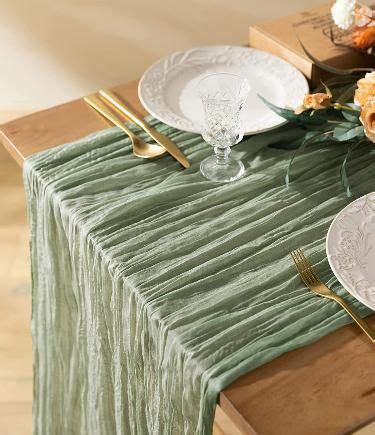 Vitalizart Cheesecloth Table Runner Sage Green 35 X 120 Inches