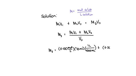 Solved A Solution Was Prepared By Mixing Ml Of M And