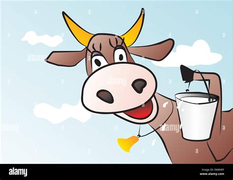 funny cow and milk Stock Vector Image & Art - Alamy