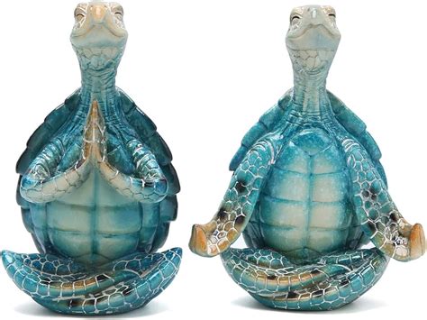 Amazon ABARTY 2Pcs Sea Turtle Meditating Yoga Statues Home Decor