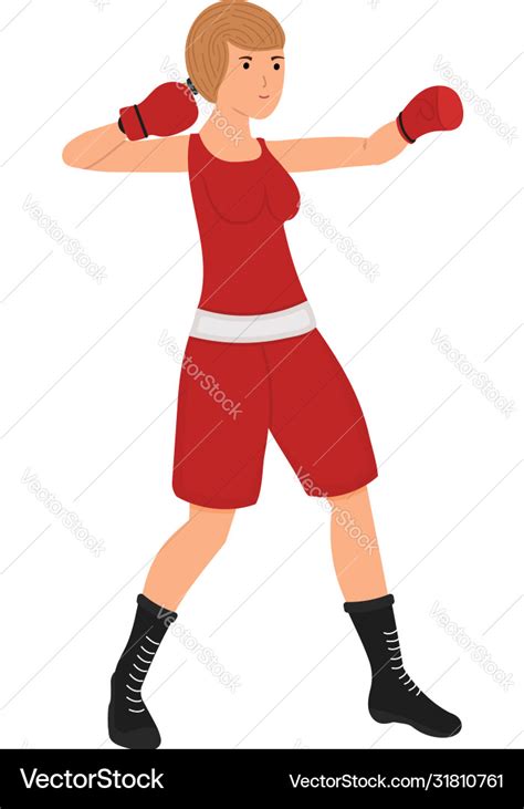 Female Boxer Cartoon Character Boxing Woman Vector Image