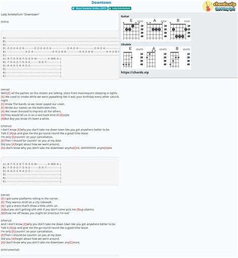 Chord Downtown Lady Antebellum Tab Song Lyric Sheet Guitar Ukulele Chords Vip