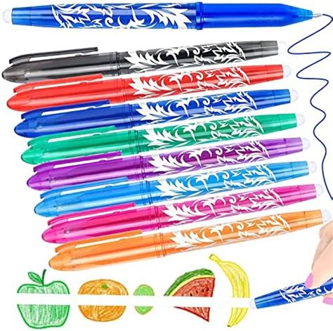 Lot de 8 stylos effaçables Stylos à encre gel effaçable avec gommes à