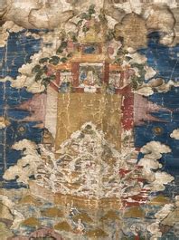 Een Sino Tibetaanse Thangka Met De Berg Meru Sumeru Qing Coronari