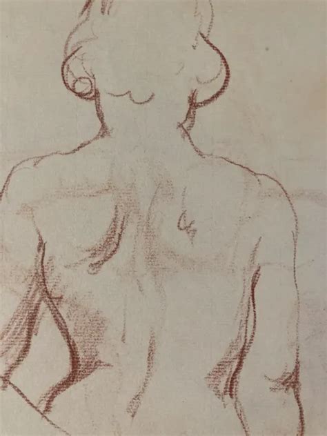 VERY NICE DRAWING Antique Naked Pencil Paper Naked Woman Erotic 1950