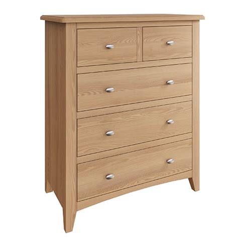 Gilford Wooden Chest Of 5 Drawers In Light Oak Furniture In Fashion