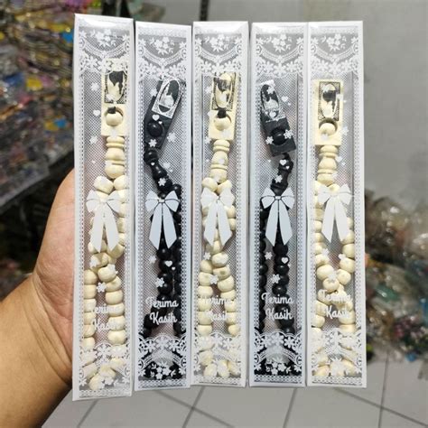 Jual 1 Pack 50 Pcs Souvenir Pernikahan Tasbih Kayu Mika Corak Souvenir