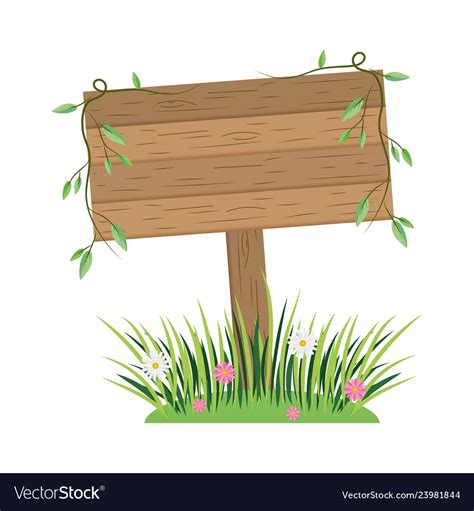 Wooden Sign Cartoon Royalty Free Vector Image VectorStock