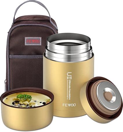 FEWOO En Acier Inoxydable Boîtes Alimentaires Isothermes 800ml Lunch