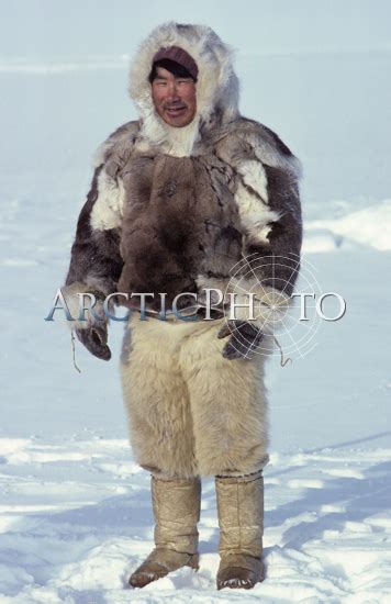 Inuit Hunter Qaavigannguaq Qissuk Dressed In Furs He Wears A Caribou