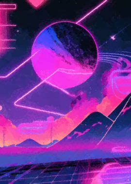 Vaporwave Space Poster Picture Metal Print Paint By Evgenuy