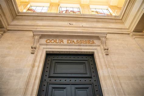 Cour D Assises Sign Text On Ancient Wall Interior Building Means In