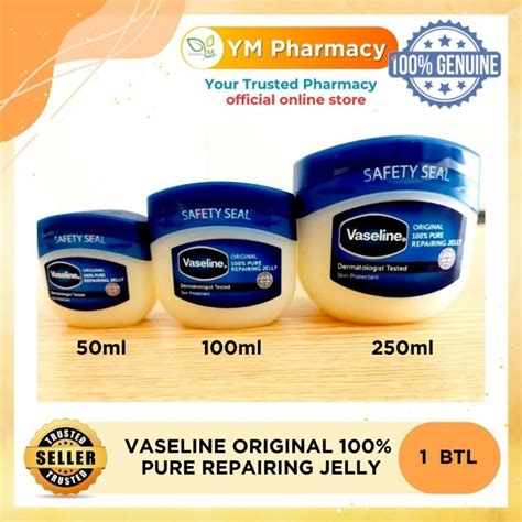 Vaseline Original 100 Pure Petroleum Repairing Jelly 50ml 100ml 250ml