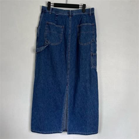 Faded Glory Skirts Y K Denim Maxi Skirt Size Carpenter Back Slit