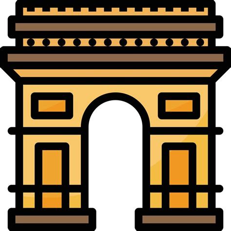 The Arc De Triomphe Paris France Landmark Building Filled Outline