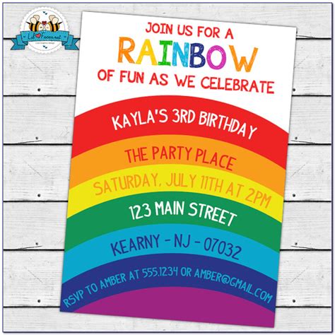 Free Printable Rainbow Birthday Invitations Printable Word Searches