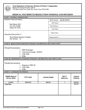 Fillable Online Tdi Texas Injured Employee Date Of Injury Tdi Texas