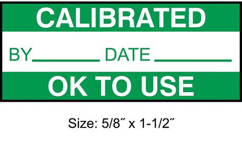 STRANCO INC Calibration Label Polyester Height 5 8 In X Width 1 1 2