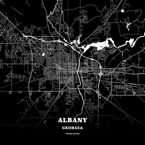 Black map poster template of Albany, Georgia, USA - HEBSTREITS | Map poster, Poster template, Albany