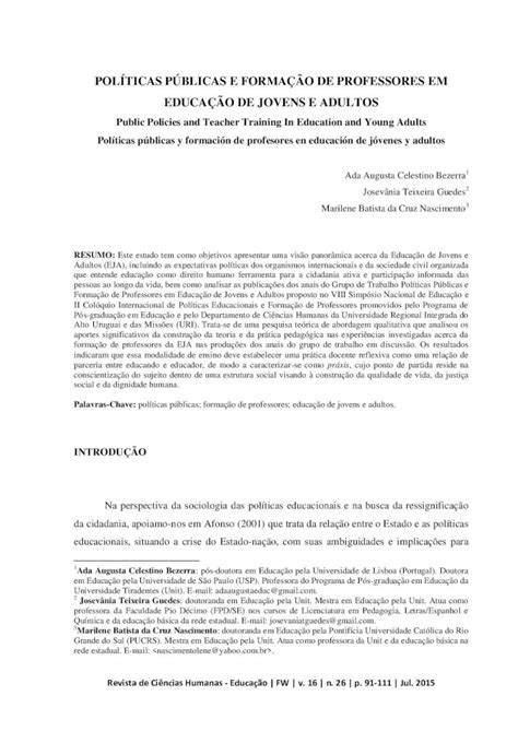 Pdf PolÍticas PÚblicas E FormaÇÃo De Professores Professora Da