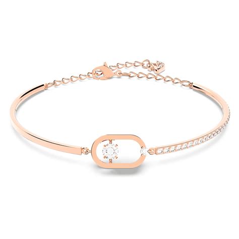 Swarovski Sparkling Dance Bracelet Round Cut Oval Shape White Rose Gold Tone Plated