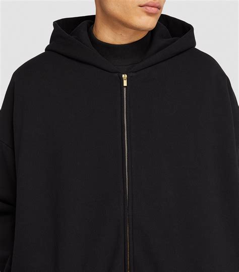 Mens Fear Of God Black Cotton Zip Up Hoodie Harrods Uk
