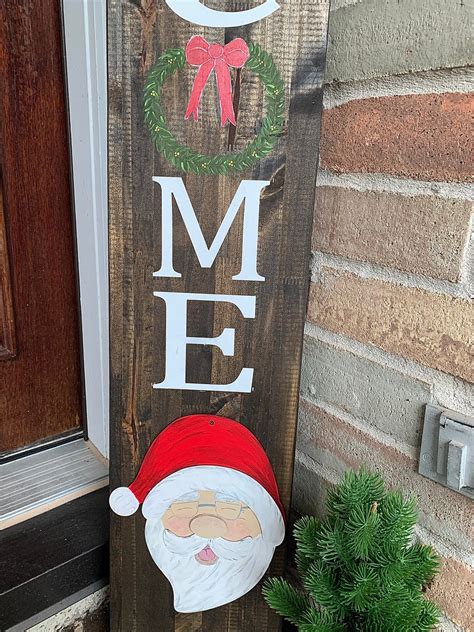 Welcome Porch Leaner Christmas Sign Santa Claus Christmas Home Etsy