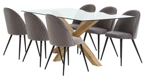 Agerby L Tafel Eiken Kokkedal Stoelen Fluweel Grijs Jysk