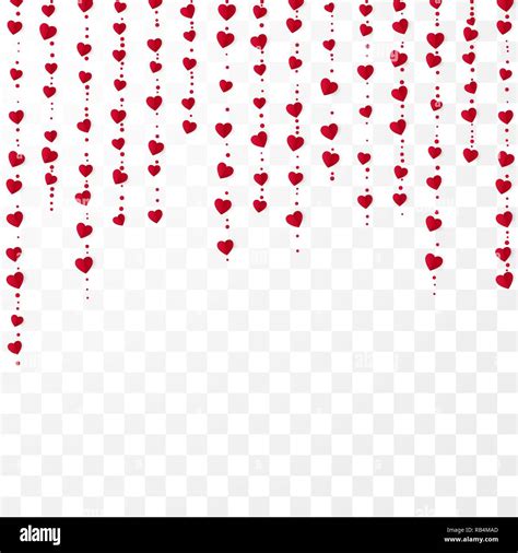 Vertical Red Heart Garlands Valentines Day Romantic Background