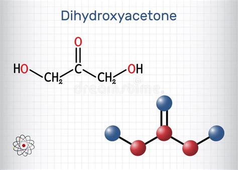 Dihydroxyacetone Molecule 3d Rendering Flat Molecular Structure With