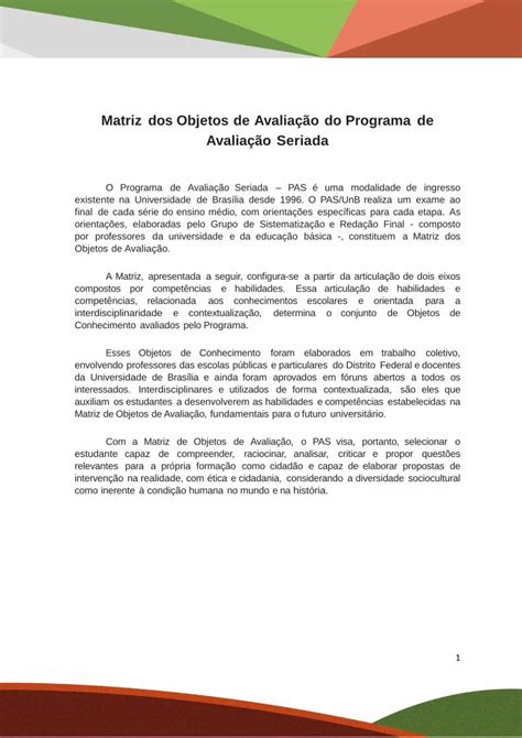 Pdf Matriz Dos Objetos De Avalia O Do Programa De Matriz De Objetos