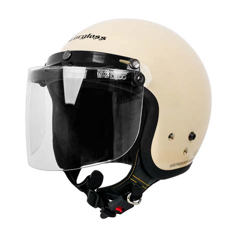 Jual Cargloss Cfm Retro Visor Flat Clear Helm Half Face Avorio Naide