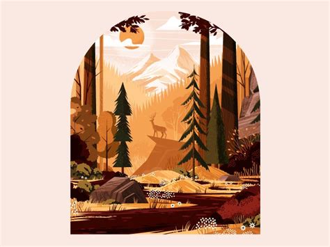 Forest Landscape Study Autumn Illustration Illustration Art