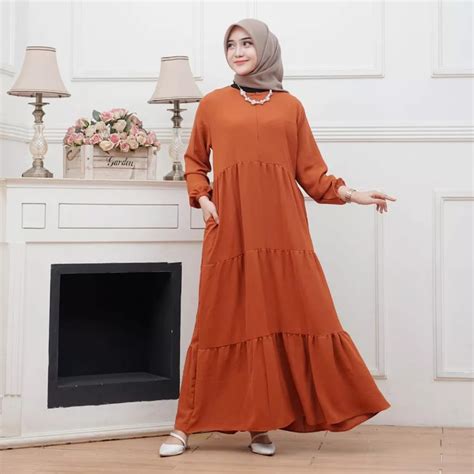 Jual Pakaian Muslim Wanita Fuji Dress Cringkel Jumbo Size M L XL XXL